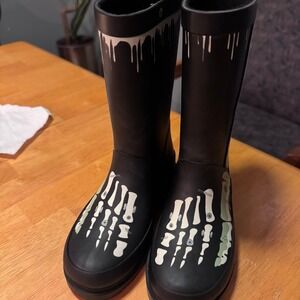 NEXT Kids First Classic Skeleton Glow-in-the-Dark Rain Boots Size 12